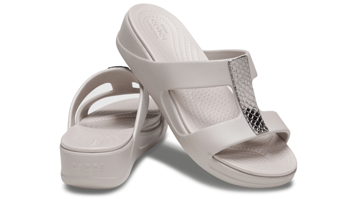 ＜クロックス公式＞ ★50%OFF！ウェッジソール WOMEN'S CROCS MONTEREY METALLIC SLIP-ON WEDGE レディース、ウィメンズ、女性用 ホワイト/白 25cm クロックス モントレー メタリック ウェッジ ウィメン 50%OFF セール アウトレット画像