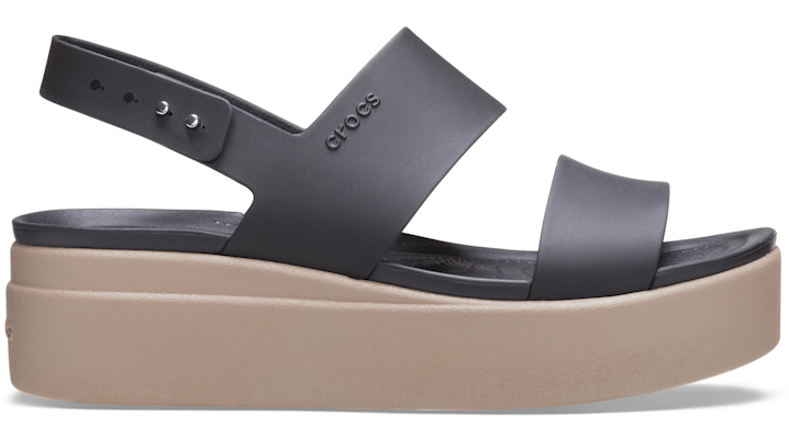 Crocs Brooklyn Low Wedge In Black/mushroom