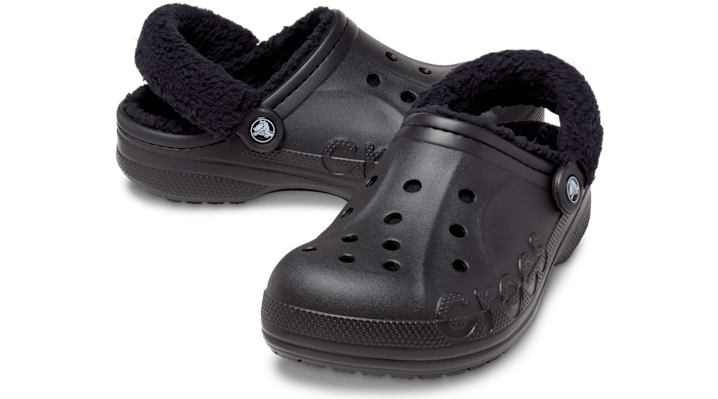 Crocs Baya Lined Fuzz-Strap Klompen Unisex Black / Black - 206633-060