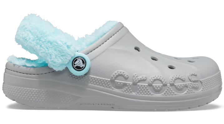 Crocs unisex Baya Lined Fuzz-Strap Clogs Light Grey / Ice Blue - 206633-0IG