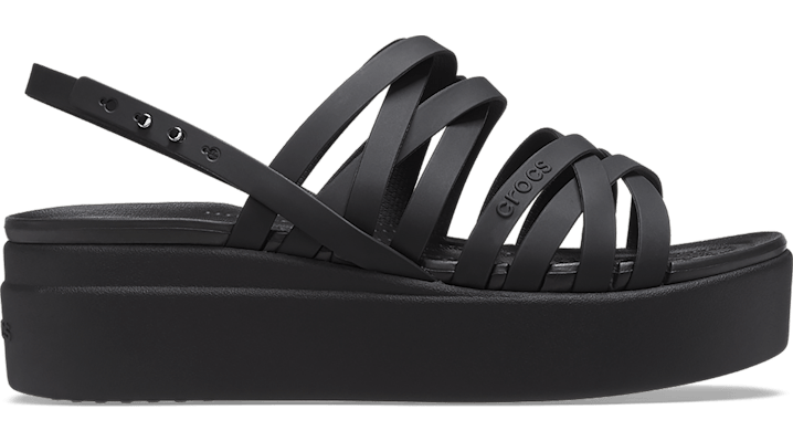 Crocs Brooklyn Strappy Low Wedges Women Black 7 In Black