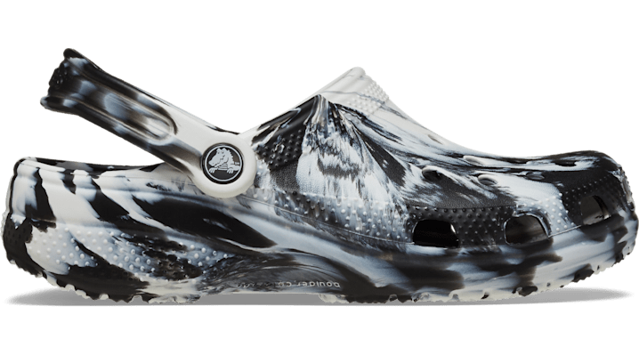 Shop Crocs Classic Marbled Clog In White/black