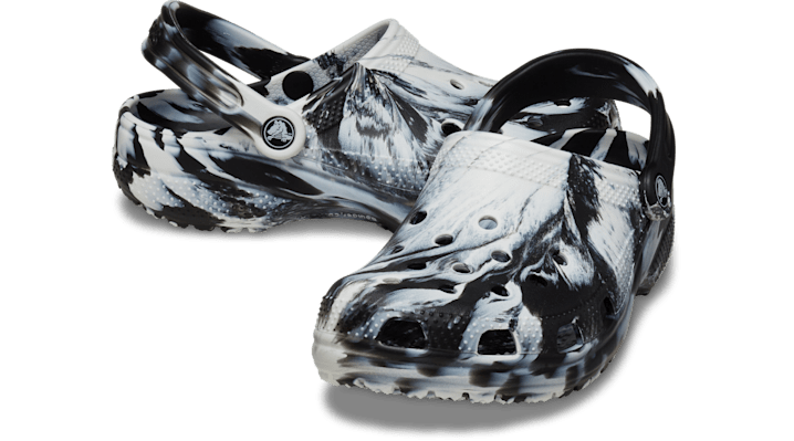 Crocs Classic Marbled Slides - Men's Slides - White / Black - 206867-103