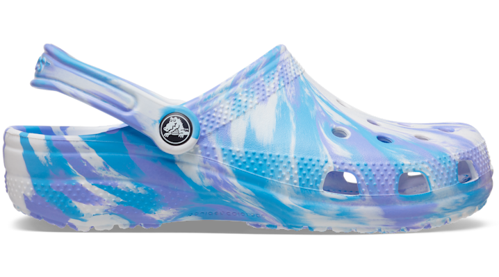 Crocs Classic Marbled Clog In White/oxygen