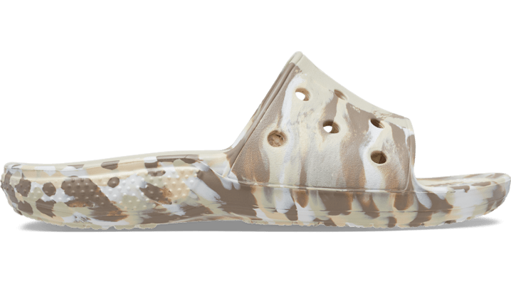 Crocs Classic  Marbled Slide In Bone/multi