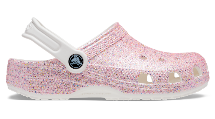Crocs Kids' Classic Glitter Clog In White/rainbow