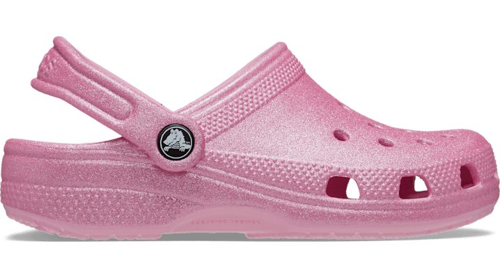 Image of Crocs Kids' Classic Glitter Clog; Pink Tweed Glitter, J4