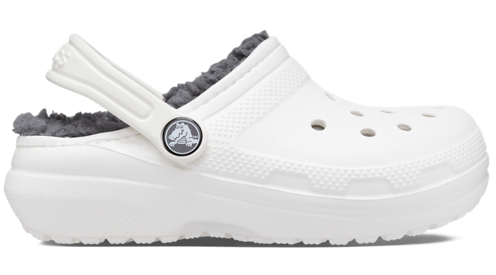 Crocs Toddler Classic Lined Clog In White/grey