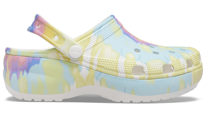Crocs White Classic Platform Clogs In White/multi