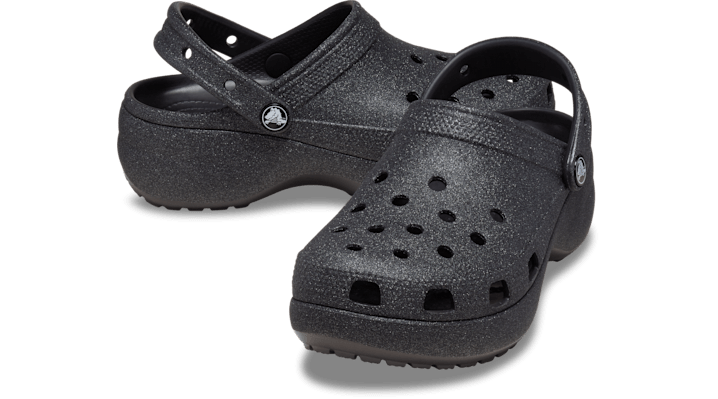 Crocs Classic Platform Glitter Klompen Damen Black - 207241-001