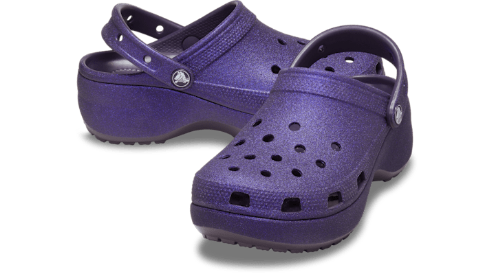 Crocs | Women | Classic Platform Glitter | Clogs | Dark Iris | - 207241-5AS