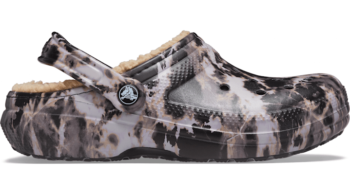 Crocs Classic Lined Bleach Dye Clog In Black