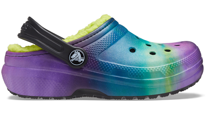 Crocs Kids' Classic Lined Out Of This World Clog In Black/lime Punch