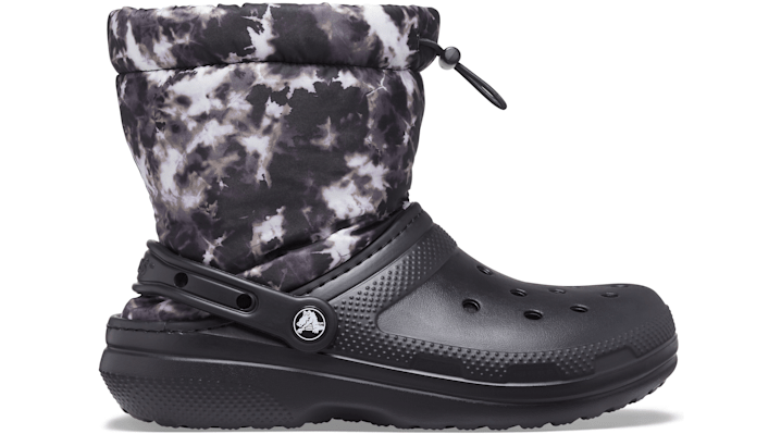 Crocs Classic Lined Neo Puff Tie Dye Boot In Black