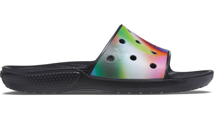 Crocs Colorful Casual Unisex Multi-color Black Slippers In Black/multi