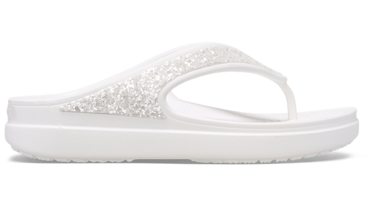 Crocs Women's  Sloane Glitter Wedge Flip In White