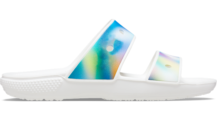 Crocs Classic Colorful Unisex Multi-color White Sandals In White/multi