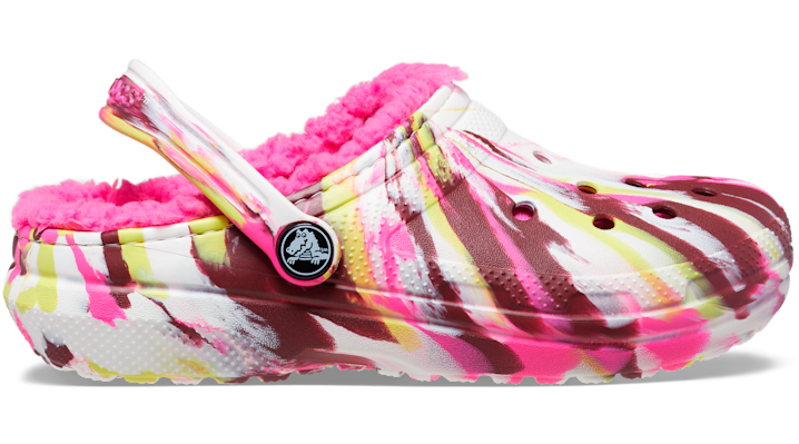 Crocs Classic Lined Marbled Sabots Enfants Electric Pink / Multi 28