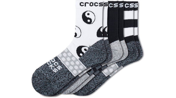  靴 CROCS SOCKS ADULT QUARTER EASY ICON 3-PACK メンズ、レディース ブラック/黒 S クロックス ソックス アダルト クォーター イージー アイコン 3パック