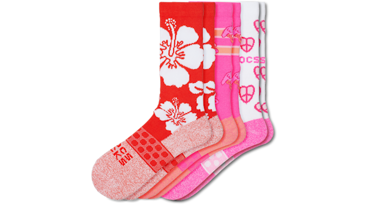 Crocs Socks Adult Crew Retro Resort 3 Pack Schoenen Unisex Electric Pink-Multi S