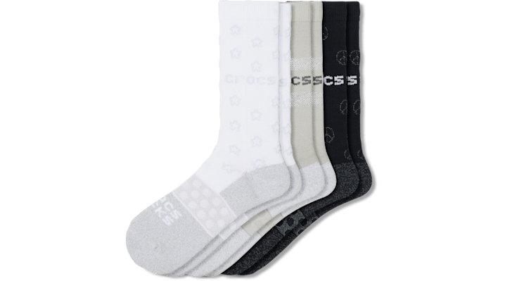 Crocs Socks Adult Crew Cyber Shine 3 Pack Schoenen Unisex Shiny White-Black S