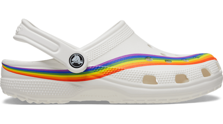 Crocs Classic Rainbow Dye Clog In White/multi