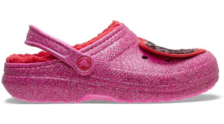 

Classic Lined Pink Glitter Heart Clog
