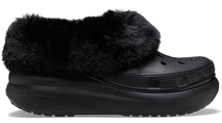 Crocs Furever Crush Fur Lined Clog In Black