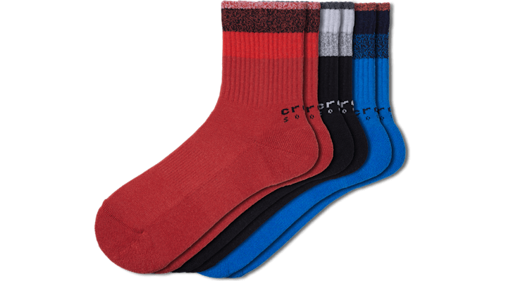 Crocs Socks Stripe Ankle 3-Pack BCb-Ppr Schoenen Unisex Bright Cobalt-Pepper L-XL