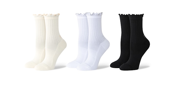 Crocs Socks Ruffle Ankle 3-Pack Chaussures Unisex Bone / Black L-XL