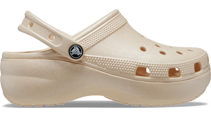 Image of Crocs Classic Platform Shimmer Clog; Vanilla, W8