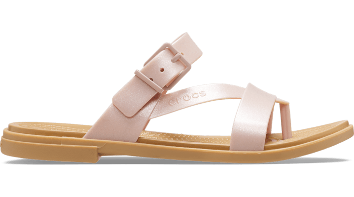 crocs women's tulum toe post sandals pink clay