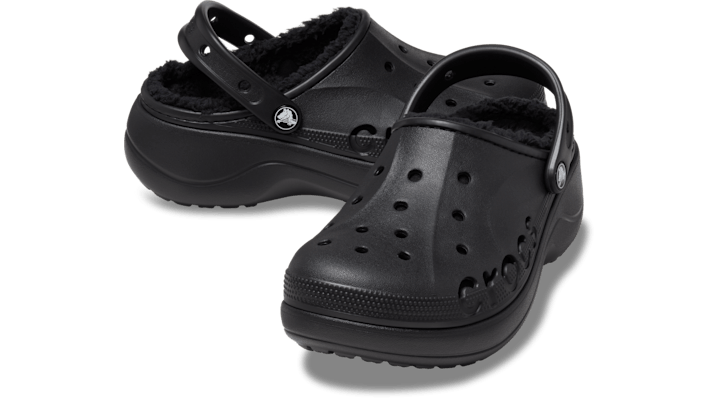 Crocs Baya Platform Lined Klompen Damen Black - 208708-001