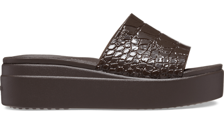 Crocs Brooklyn Croco Shine Slide In Espresso