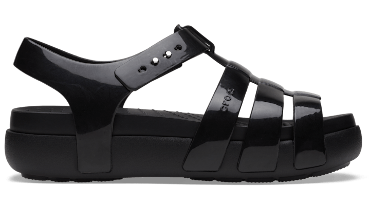 Crocs Splash Glossy Fisherman In Black/black