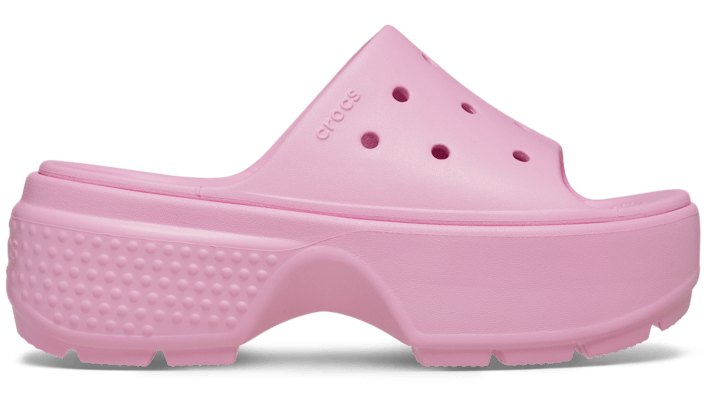 Shop Crocs Stomp Slide In Pink Tweed