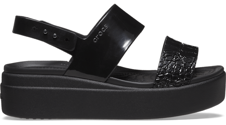 Crocs Brooklyn Croco Shine Low Wedge In Black | ModeSens