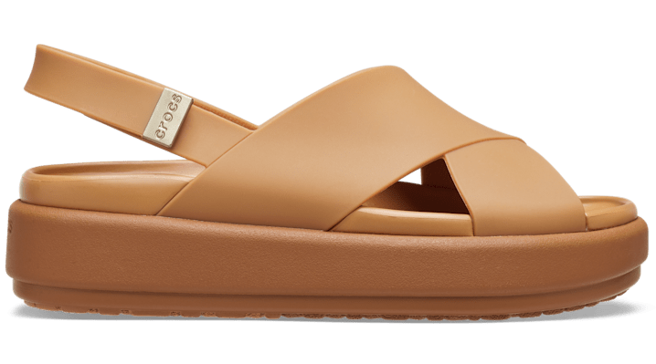 Shop Crocs Brooklyn Luxe Cross Strap In Tan/tan