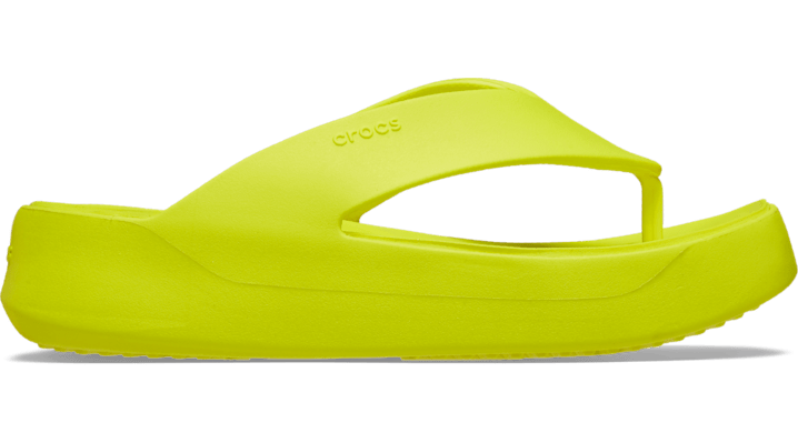 Crocs platform flip flops in moon jelly