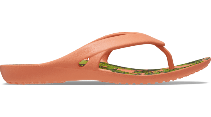 Image of Crocs Women’s Kadee Palm Print II Flip; Papaya, W5