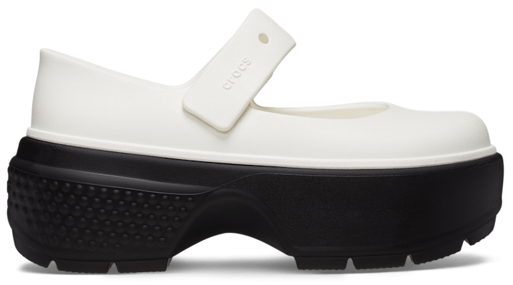 Crocs unisex Stomp Mary Jane Shoes Chalk/Black - 209939-0WX