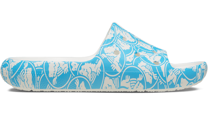 Crocs Classic Duke Print 2.0 Slides Unisex Venetian Blue 43