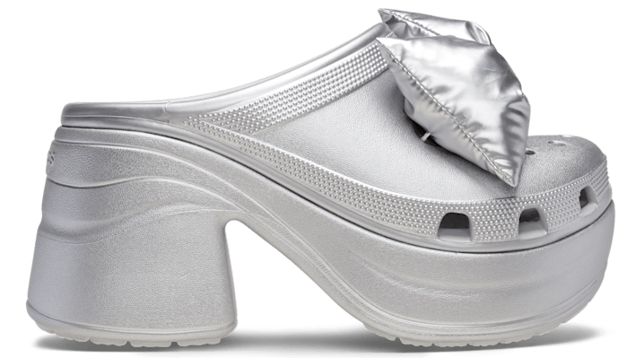 Image of Crocs Siren Metallic Bow Clog; Silver Metallic, W9/M7