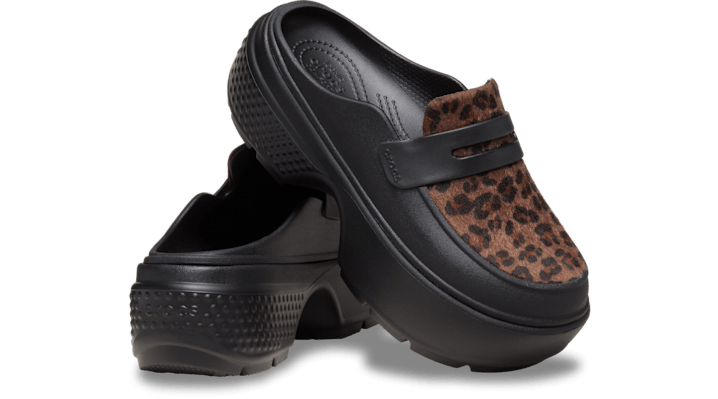 crocs You unisex Stomp Leopard Loafer Clogs Black / Multi Animal - 210366-0ZR