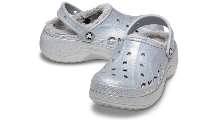 Crocs | Women | Baya Platform Lined Glitter | Clogs | Light Grey / Multi | - 210451-0ES