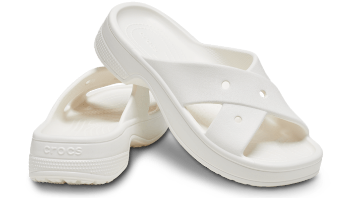Crocs | Women | Classic Cross Strap | Slides | Chalk | - 210840-0WV