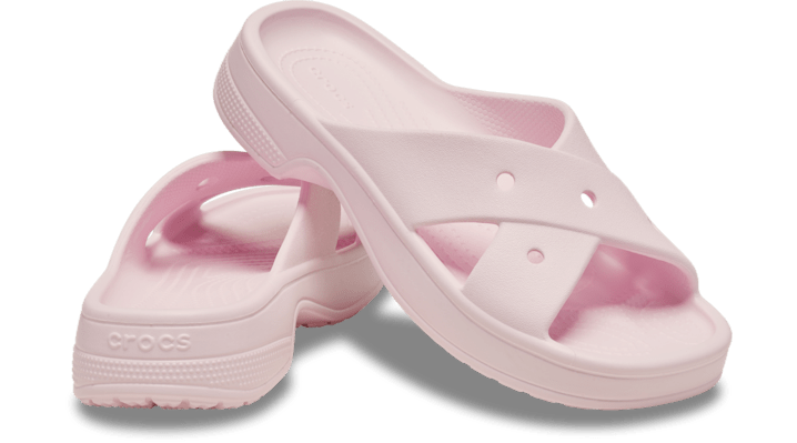 Crocs | Women | Classic Cross Strap | Slides | Pink Milk | - 210840-6ZW