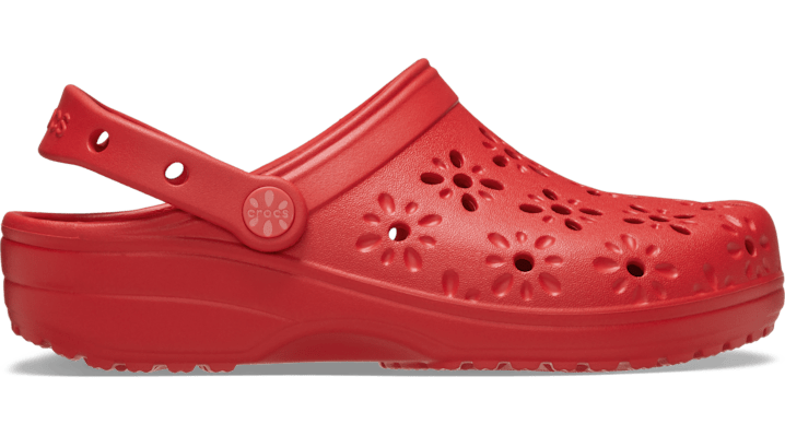 Crocs Classic Floral Cut-out Clog In Cherry Red
