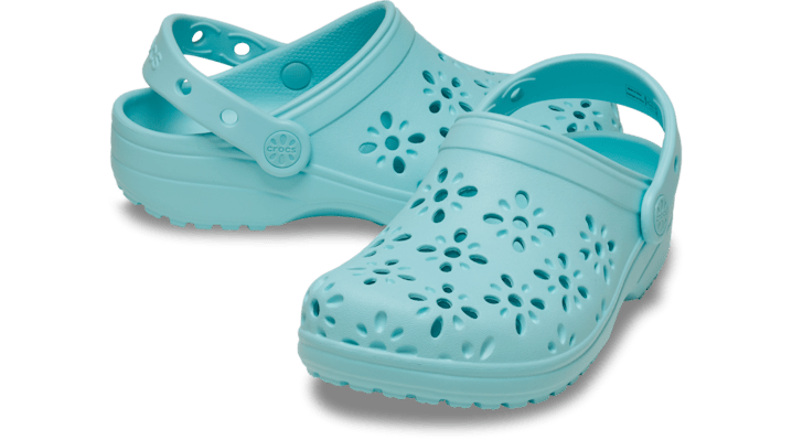 Crocs Classic Floral Cut-Out Klompen Kinder Aquamarine - 210943-4PD