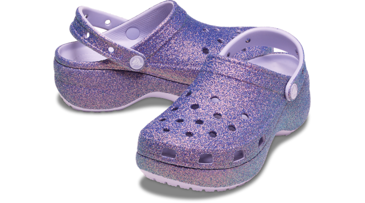 Crocs | Women | Classic Platform Iridescent Glitter | Clogs | Purple Moon | - 211024-5BR
